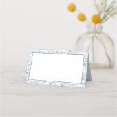 Dusty Blue Floral Blank Platzkarten Elegant (Rückseite)