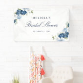 Dusty Blue Floral Bloom Script Brautparty Banner (Insitu)