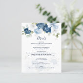 Dusty Blue Floral Bloom Wedding Details Card (Stehend Vorderseite)