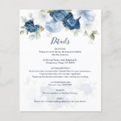 Dusty Blue Floral Bloom Wedding Details Card (Vorderseite)