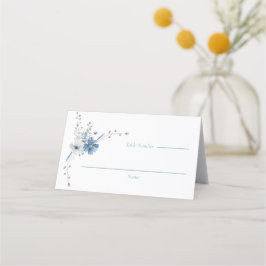 Dusty Blue Floral Bloom Wedding Platzkarte