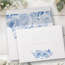 Dusty Blue Floral Blooms Einladung Umschlag
