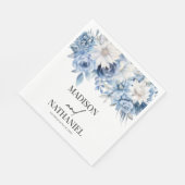 Dusty Blue Floral Blume Botanische Hochzeit Serviette (Ecke)
