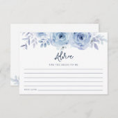 Dusty Blue Floral Blume Brautparty Advice Card Begleitkarte (Vorne/Hinten)