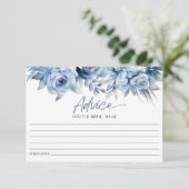 Dusty Blue Floral Blume Brautparty Hinweiskarte (Stehend Vorderseite)