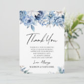 Dusty Blue Floral Blume Garden Dankeskarte (Stehend Vorderseite)