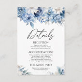 Dusty Blue Floral Blume Garden Wedding Details Begleitkarte (Vorderseite)