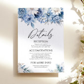Dusty Blue Floral Blume Garden Wedding Details Begleitkarte