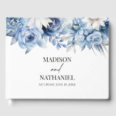 Dusty Blue Floral Blume Garden Wedding Gästebuch (Vorderseite)