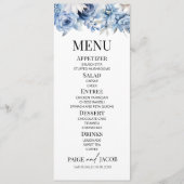 Dusty Blue Floral Blume Garden Wedding Menükarte (Vorderseite)