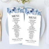 Dusty Blue Floral Blume Garden Wedding Menükarte