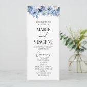 Dusty Blue Floral Blume Garden Wedding Programm (Stehend Vorderseite)