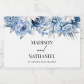 Dusty Blue Floral Blume Garden Wedding Schaumweinetikett (Einzelnes Label)