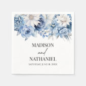 Dusty Blue Floral Blume Garden Wedding Serviette (Vorderseite)
