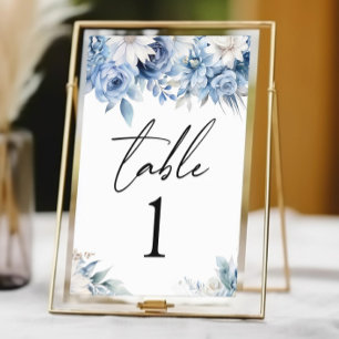 Dusty Blue Floral Blume Garden Wedding Tischnummer