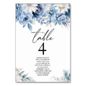 Dusty Blue Floral Blume Garden Wedding Tischnummer (Vorderseite)