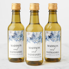 Dusty Blue Floral Blume Garden Wedding Weinetikett