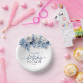 Dusty Blue Floral Blume Geburtstag Brunch Party Pappteller (Party)