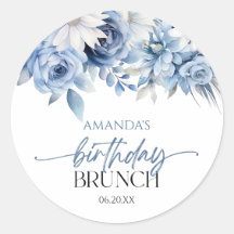Dusty Blue Floral Blume Geburtstag Brunch Party