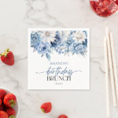 Dusty Blue Floral Blume Geburtstag Brunch Party Serviette (Beispiel)