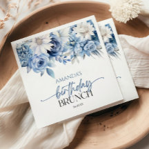 Dusty Blue Floral Blume Geburtstag Brunch Party