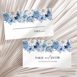 Dusty Blue Floral Blume Hochzeit Platzkarte