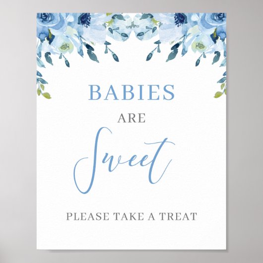 Dusty Blue Floral Boho Babies sind süßes Zeichen Poster (Vorne)