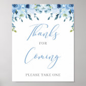 Dusty Blue Floral Boho Danke für das kommende Zeic Poster (Vorne)