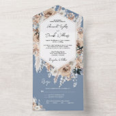 Dusty Blue Floral Boho Hochzeit mit UAWG All In One Einladung (Innen Boden)