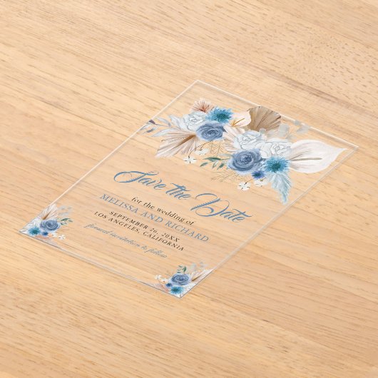 Dusty Blue Floral Boho Hochzeit speichern das Datu Acryleinladungen (Ablage )