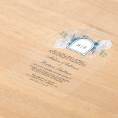 Dusty Blue Floral Boho Pampas Wedding Acryleinladungen (Ablage )