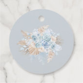 Dusty Blue Floral Boho Teddy Bear Baby Dusche Geschenkanhänger (Rückseite)