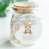 Dusty Blue Floral Boho Teddy Bear Baby Dusche Geschenkanhänger