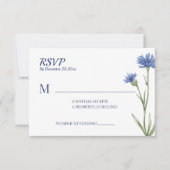 Dusty Blue Floral Bold Stilvolle QR Code RSVP Kart (Vorderseite)