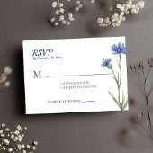 Dusty Blue Floral Bold Stilvolle QR Code RSVP Kart