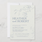 Dusty Blue Floral Botanical Boho Wedding Einladung (Rückseite)