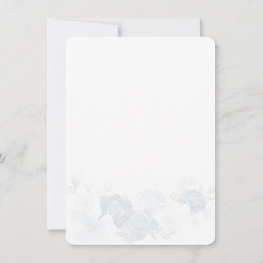 Dusty Blue Floral Botanical Brautparty Einladung (Rückseite)