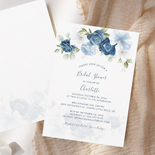Dusty Blue Floral Botanical Brautparty Mitteilungskarte
