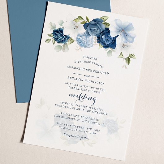 Dusty Blue Floral Botanical Greenerity Wedding
