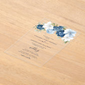 Dusty Blue Floral Botanical Wedding Acryleinladungen (Ablage )