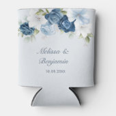 Dusty Blue Floral Botanical Wedding Dosenkühler (Vorderseite)