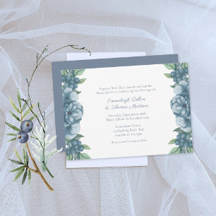Dusty Blue Floral Botanical Wedding Einladung