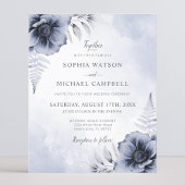 Dusty Blue Floral Botanical Wedding Einladung