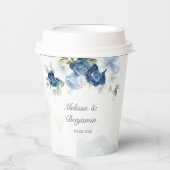 Dusty Blue Floral Botanical Wedding Pappbecher (Vorderseite)