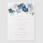 Dusty Blue Floral Botanical Wedding Pergament Einladungen (Vorderseite)