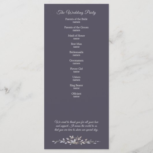 Dusty Blue Floral Botanical Wedding Programm (Rückseite)