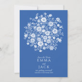 Dusty Blue Floral Bouquet Save the Date Card (Vorderseite)
