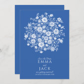 Dusty Blue Floral Bouquet Save the Date Card (Vorne/Hinten)