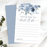 Dusty Blue Floral Brautparty Advice Card<br><div class="desc">Dusty Blue Floral Brautparty Advice Card. Matching-Elemente verfügbar. Vollständige Sammlung: https://www.zazzle.com/collections/elegant_dusty_blue_floral_bouquet-119743866163758178</div>