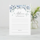 Dusty Blue Floral Brautparty Advice Card Einladung (Stehend Vorderseite)